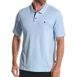 NWT Ted Baker Men's Galton Slub Polo Birdseye Stripe Collar Sz 7